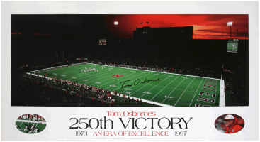 Coach Osborne Autographed 250th Win Print Nebraska Cornhuskers, Tom Osborne autographed 250th Win Poster
