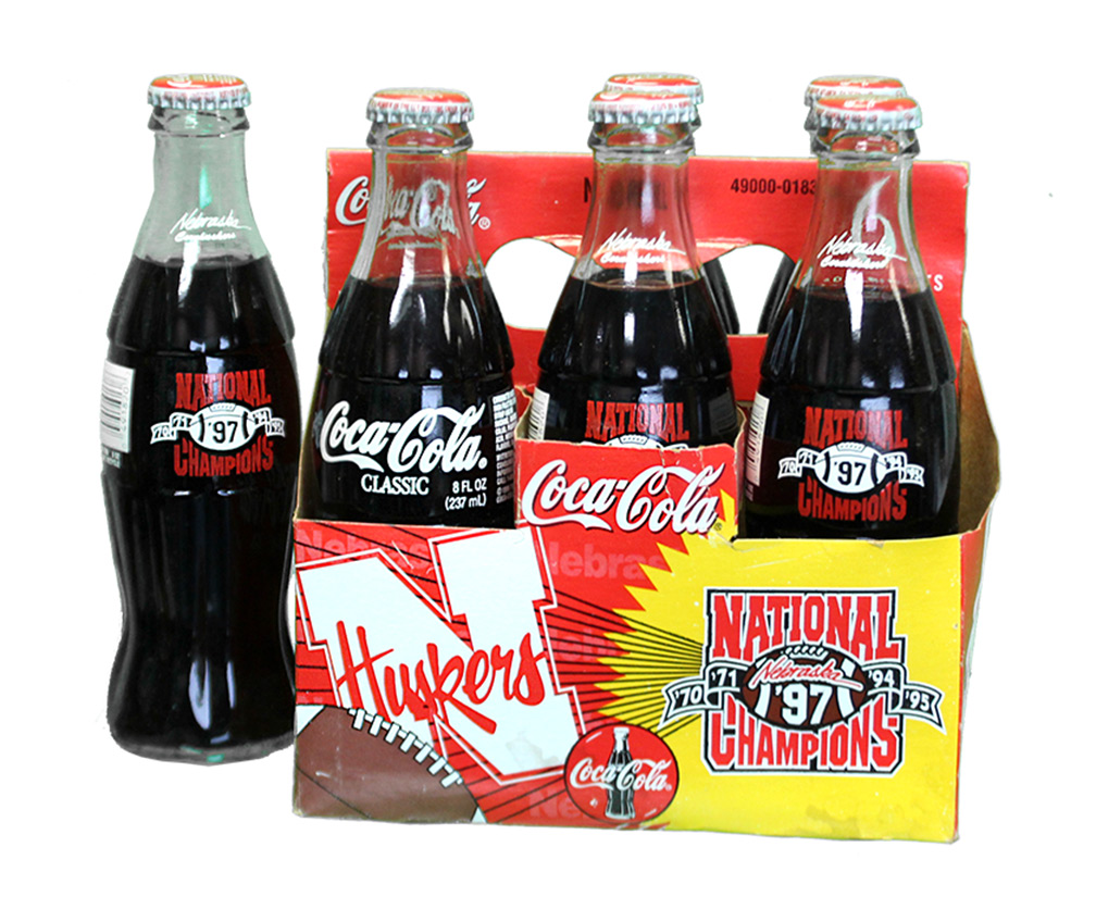 Nebraska Corn Huskers National Champions 13-0 Perfect Season Coca-Cola Bottle 