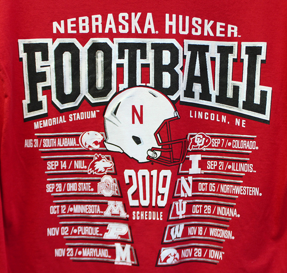2019 Huskers Schedule Champion L/S Tee