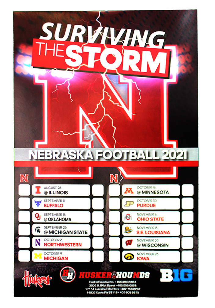 Nebraska Husker Football Schedule 2022 2021 Nebraska Football Schedule Poster