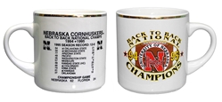 '94 '95 Back to Back Champs Commemorative Mug Nebraska Cornhuskers, Blackshirts Polka Dot Mug