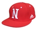 Adidas Nebraska Huskers Flat Bill Fitted Baseball Cap - Red - HT-F3013