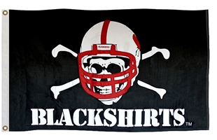 Blackshirts Appliqued Flag Nebraska Cornhuskers, Blackshirts Appliqued Flag, 3 x 5, grommets