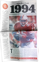 Frazier Signed 1994 National Champs OWH Front Page 