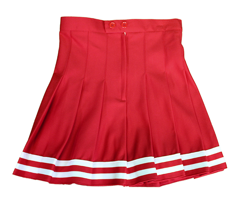 Red Rah Rah White Stripe Hem Skirt