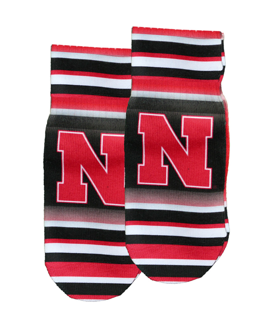 Kids Nebraska Stripe Ankle Socks