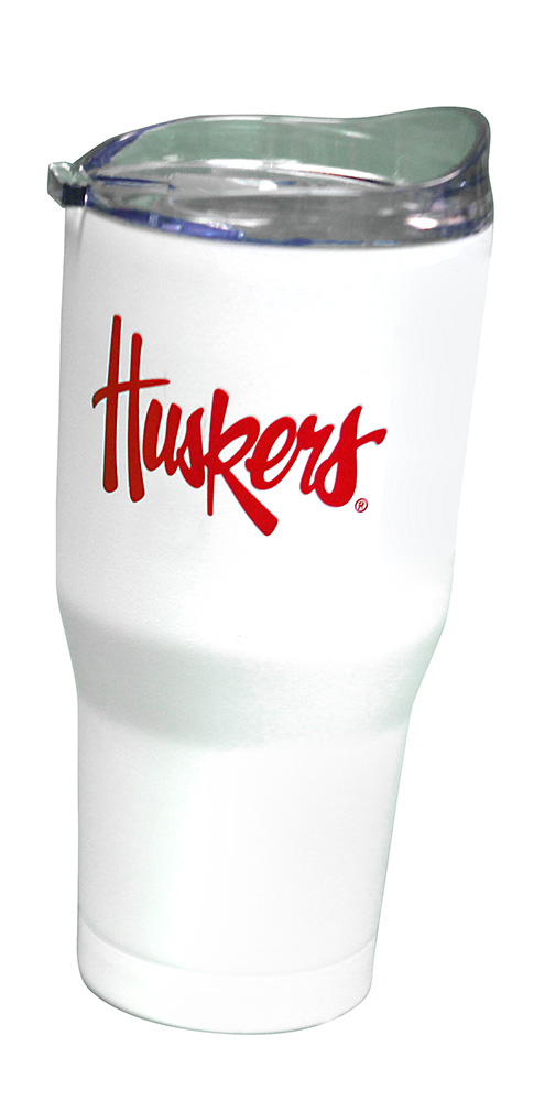 White Nebraska Herbie Husker 30 Ounce Powder Coat Tumbler