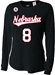 Nebraska Volleyball Rodriguez Number 8 Youth Jersey Tee - Black - YT-N0014