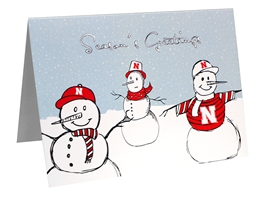 Seasons Greetings Snowmen Card Nebraska Cornhuskers, Nebraska  Novelty, Huskers  Novelty, Nebraska Nebraska Seasons Greetings Snowmen Card, Huskers Nebraska Seasons Greetings Snowmen Card