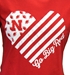 Womens Red Go Big Red Heart Football SS Tee Western - AT-F7246